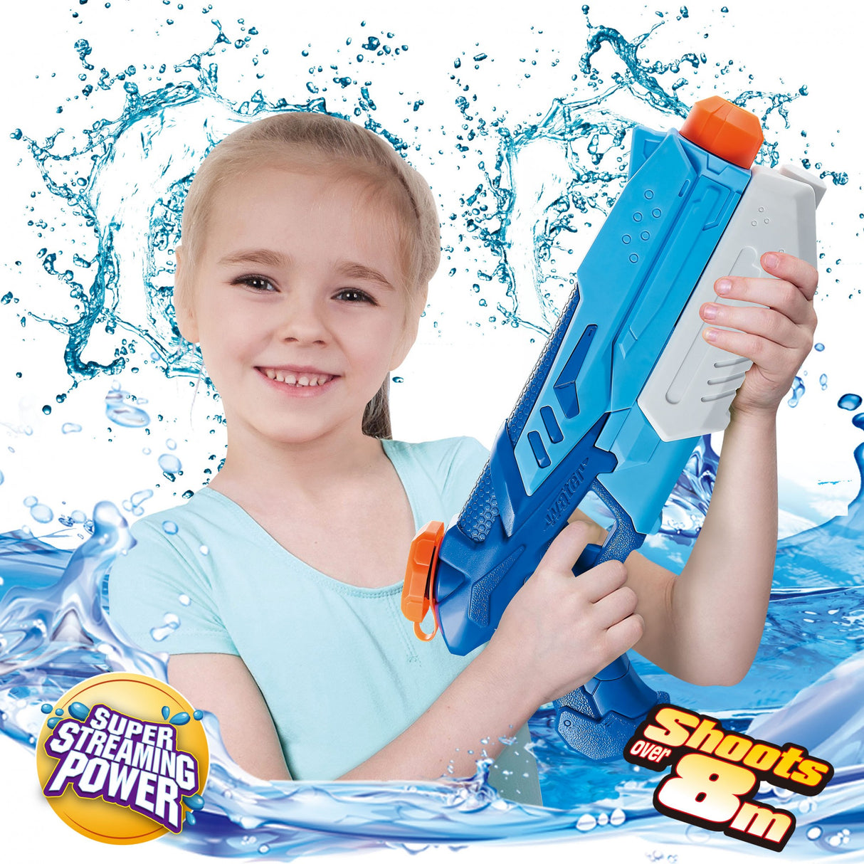 Pistol cu Apa pentru Copii, Rezervor, Pentru Piscina/Plaja, Vivimall, 6ani+, Albastru, 900ML - vivimall.ro