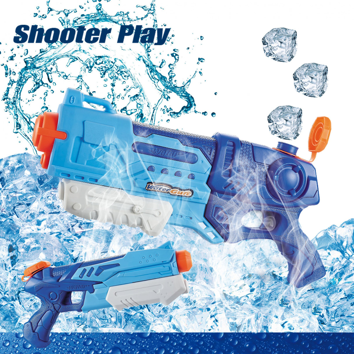 Pistol cu Apa pentru Copii, Rezervor, Pentru Piscina/Plaja, Vivimall, 6ani+, Albastru, 990ML - vivimall.ro