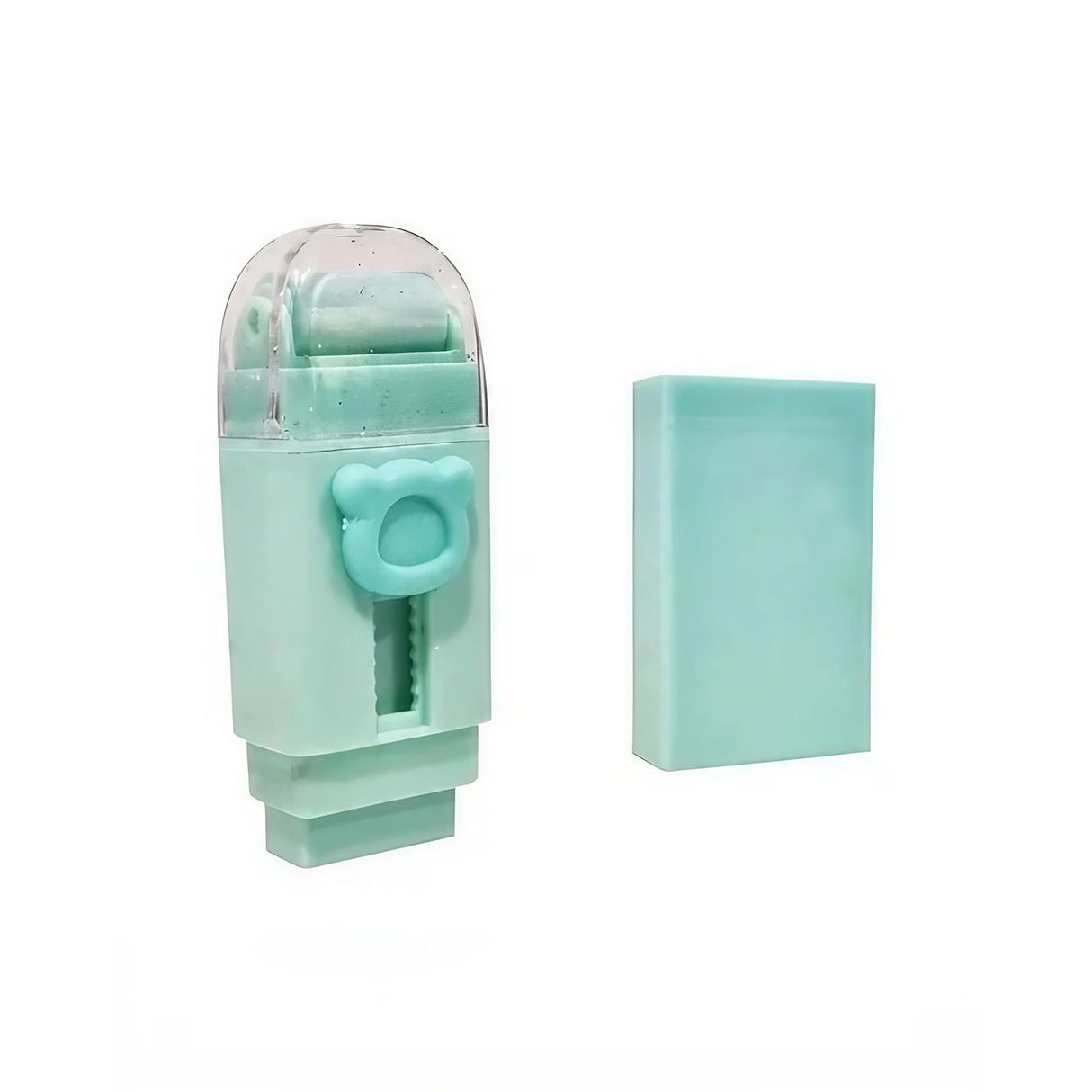 Radiera Retractabila, Flippy, Model Ursulet, Reglare Push-Pull, Radiera de tip Push, Doua Radiere de Rezerva in set din Cauciuc, Verde deschis - vivimall.ro