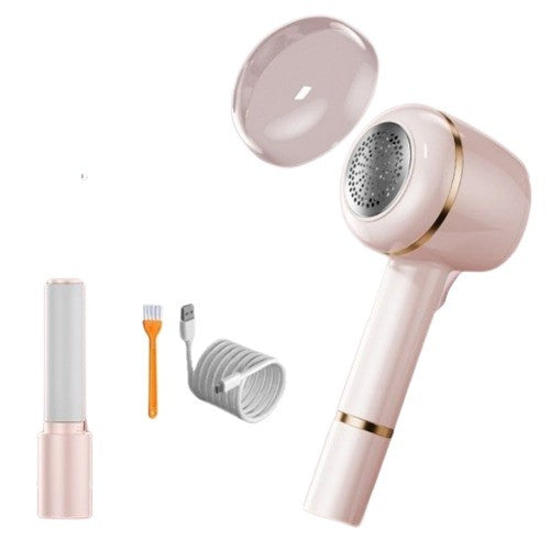 Aparat Pentru Curatat Scame, Par Si Praf, Vivimall, Pentru Diferite Tipuri De Material, Cu Lame Din Otel Inoxidabil, Incarcare Prin USB Type-C, Cu Perie De Curatare, Cablu USB Si Stick Cu Lipici Incluse, Roz, 220 x 86 mm - vivimall.ro