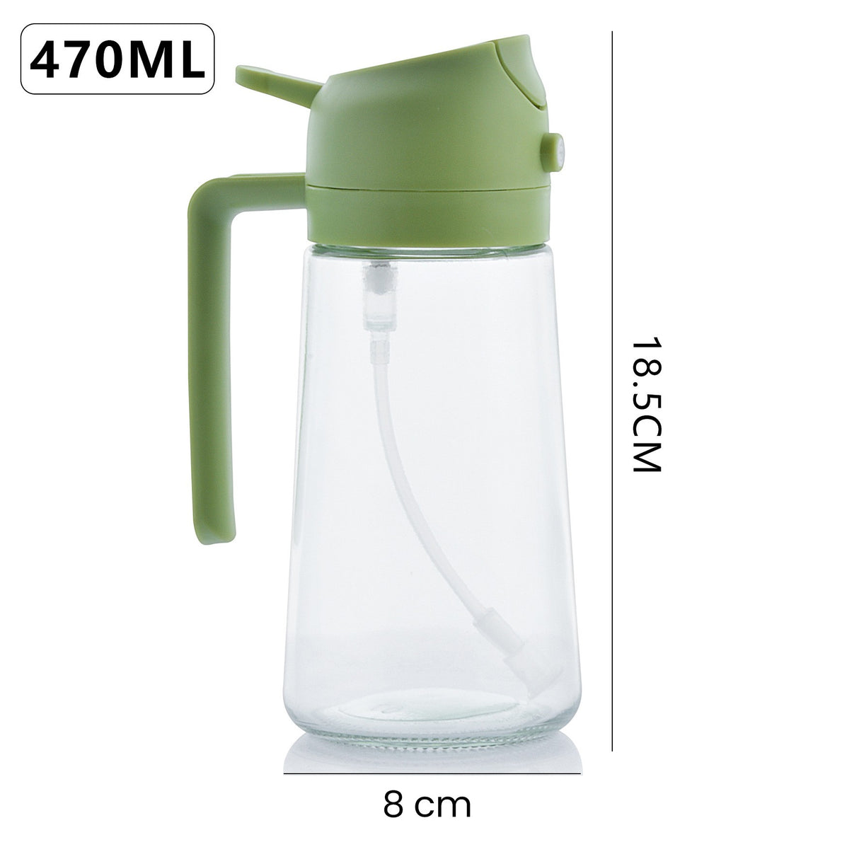 Recipient pentru Ulei 2 in 1, Vivimall, Set 2 Bucati, Functie Spray & Turnare, din Sticla, Fara Scurgere, 18.5 x 8 x 8 cm, 470 ml/buc, Sticla Teansparenta, Verde/Negru - vivimall.ro