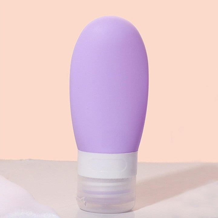 Recipient Portabil din Silicon Elegant de Voiaj, Sticla de Calatorie, Vivimall, Potrivita pentru Lotiune, Sampon si Alte Lichide, Anti-scurgere, cu Posibilitate de Reumplere, Capacitate 90mL, Mov - vivimall.ro