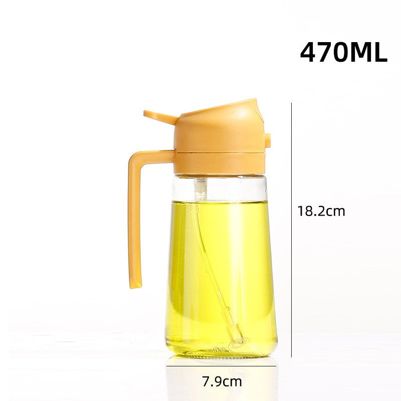 Recipient Ulei 2 in 1, Vivimall, Functie Spray & Turnare, din Sticla, Fara Scurgere,-18.5 x 7.7 cm, 470 ml, Galben - vivimall.ro