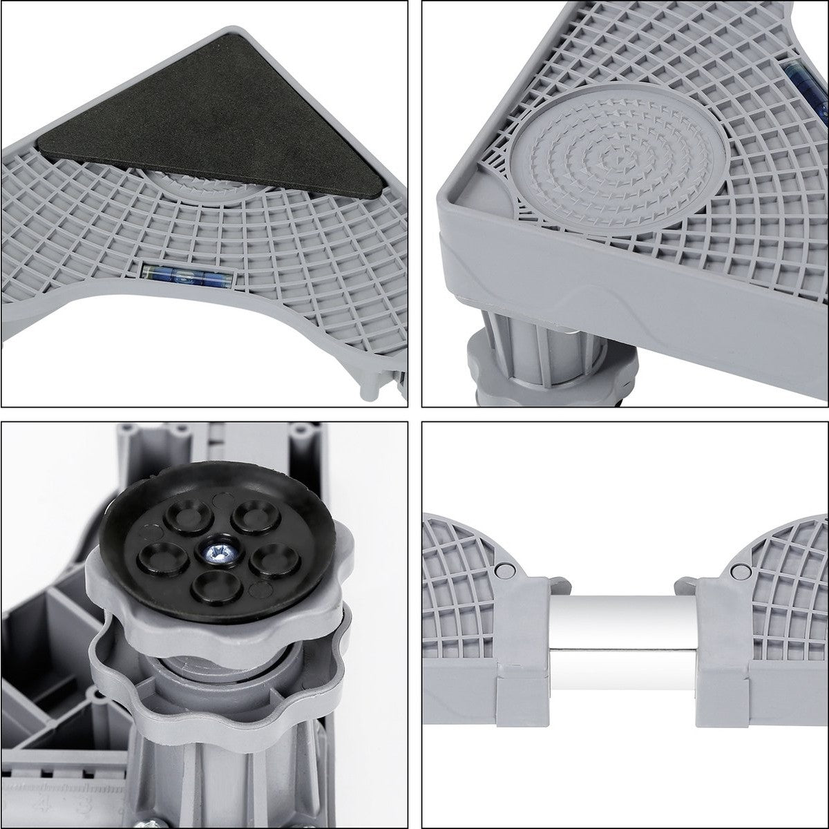 Suport Universal Reglabil, Flippy, pentru Frigider, Masina de Spalat, Uscator, Ajustabil, 4 Picioare, Antiderapant, Gri - vivimall.ro