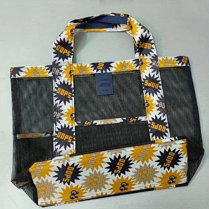 Geanta De Plaja Negru Imprimeu Oops | BeachVibe 4 - vivimall.ro