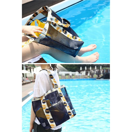 Geanta De Plaja Negru Imprimeu Oops | BeachVibe 4 - vivimall.ro