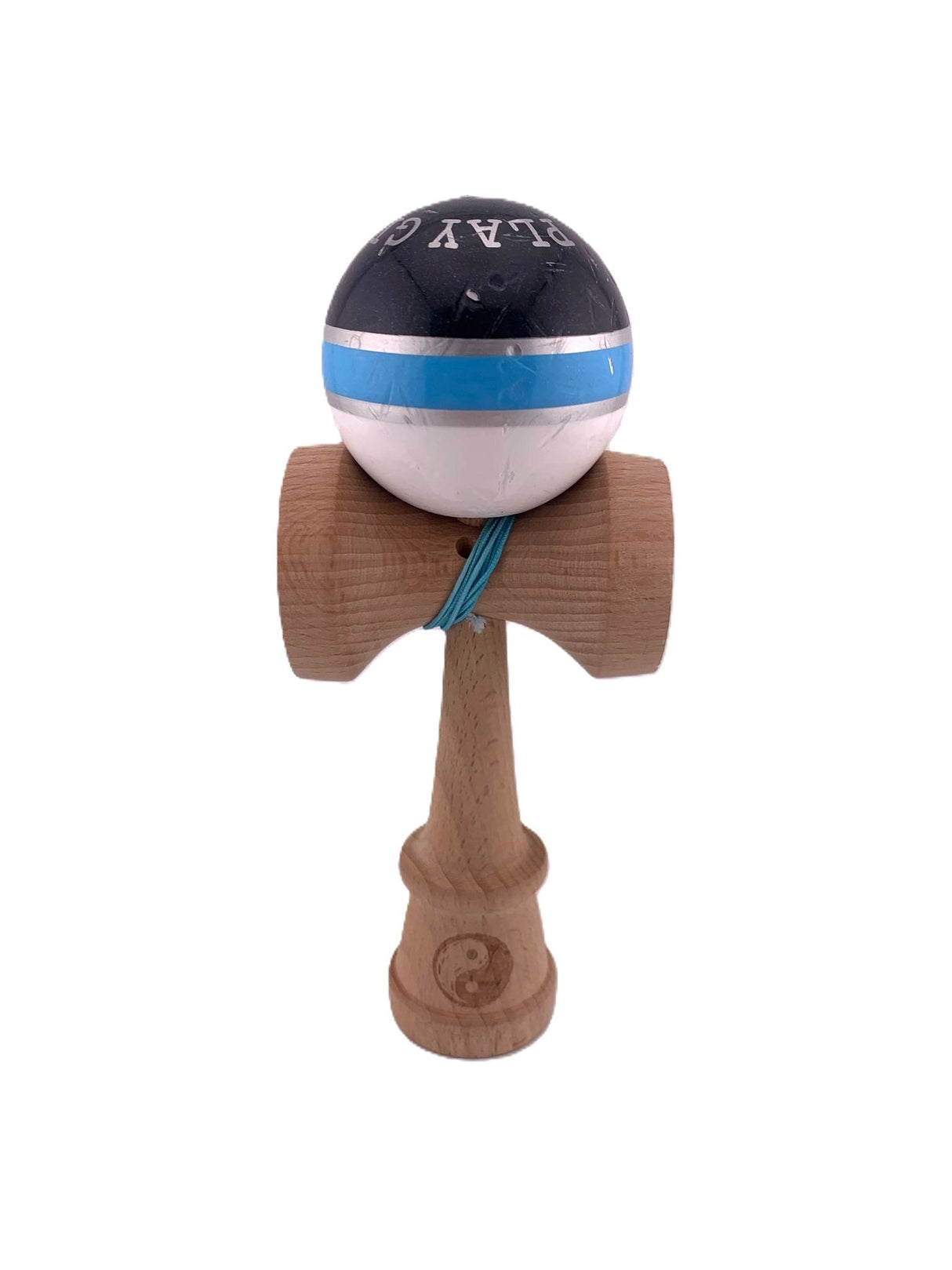 RESIGILAT2 - Kendama X Originala ROYAL SPIKE, Profesionala, Flippy, Cupe Mari KING SIZE V3, Super Sticky, Gaura in Baza, Rulment Metalic, din lemn 18 cm, Ata 62/65 cm, Inel Albastru Deschis - vivimall.ro