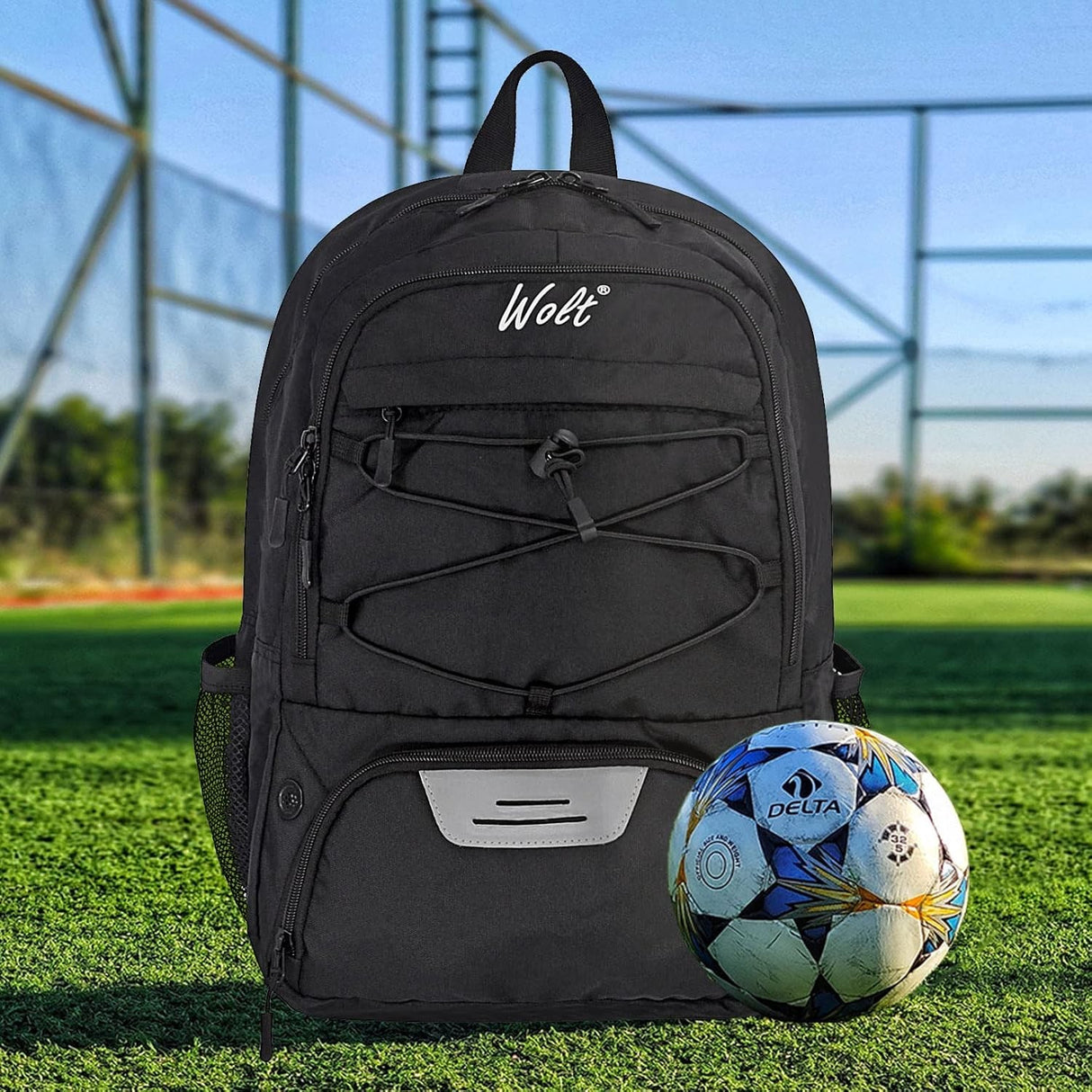 Rucsac de Baschet Multifunctional, Vivimall, pentru Calatorie, Sport, Scoala, cu Compartiment pentru Pantofi si Minge, 32 Litri, 45x32x22 cm, Negru - vivimall.ro