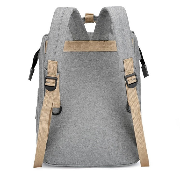 Rucsac Multifunctional pentru Mamici, Vivimall, cu Patut Pliabil si Baza de Schimbat, Rezistent la Apa, Capacitate Mare, Usor, Compartimente Multiple, Buzunar Termic pentru Lapte, 42 x 32 x 22 cm, Gri - vivimall.ro