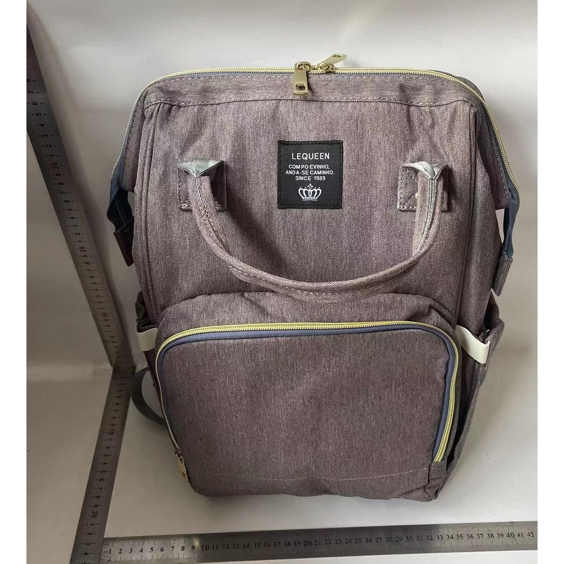Rucsac Multifunctional pentru Mamici, Vivimall, din Panza Oxford, Compartimentare Multipla, Impermeabil, 43 x 18 x 26 cm, Gri Inchis - vivimall.ro