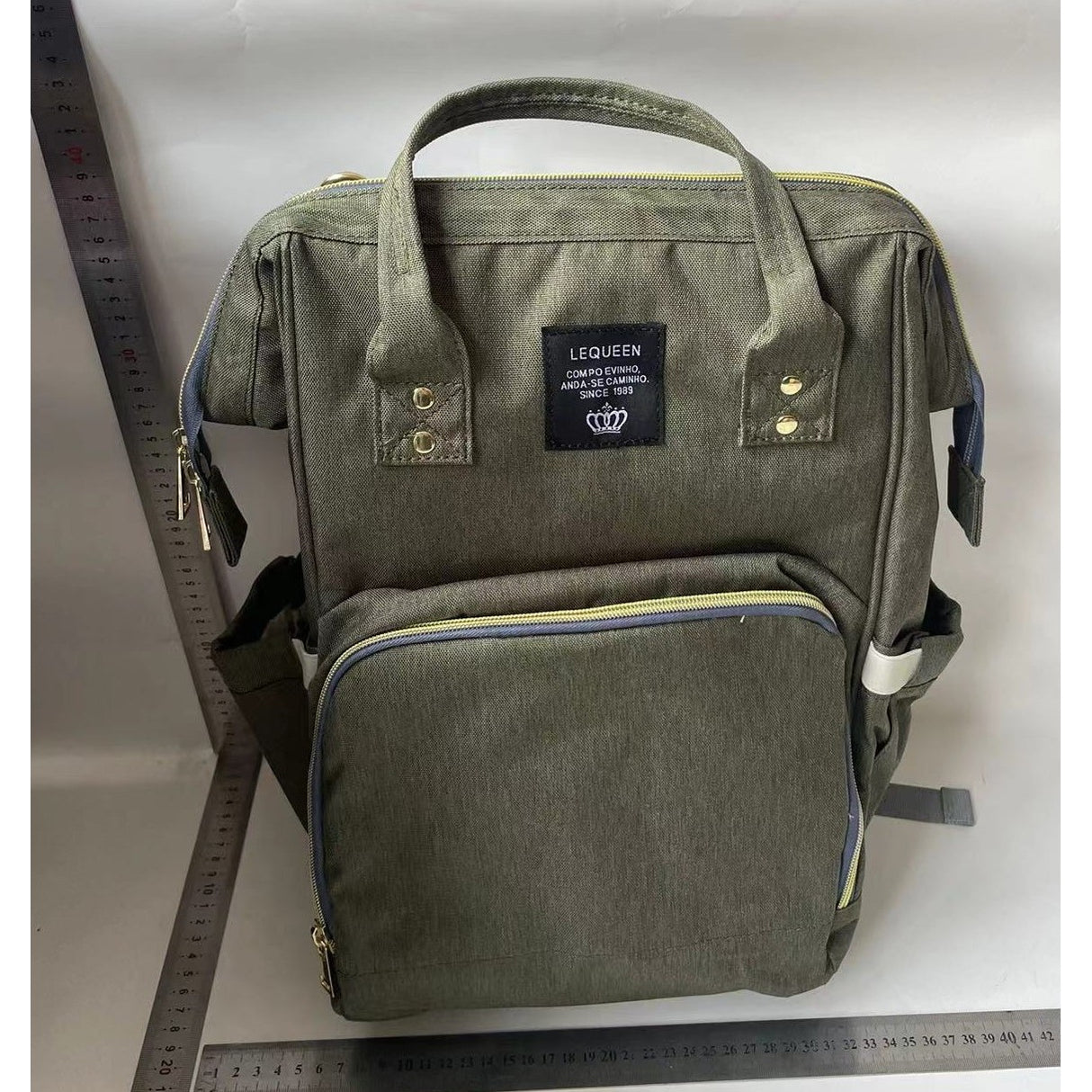 Rucsac Multifunctional pentru Mamici, Vivimall, din Panza Oxford, Compartimentare Multipla, Impermeabil, 43 x 18 x 26 cm, Verde Army - vivimall.ro