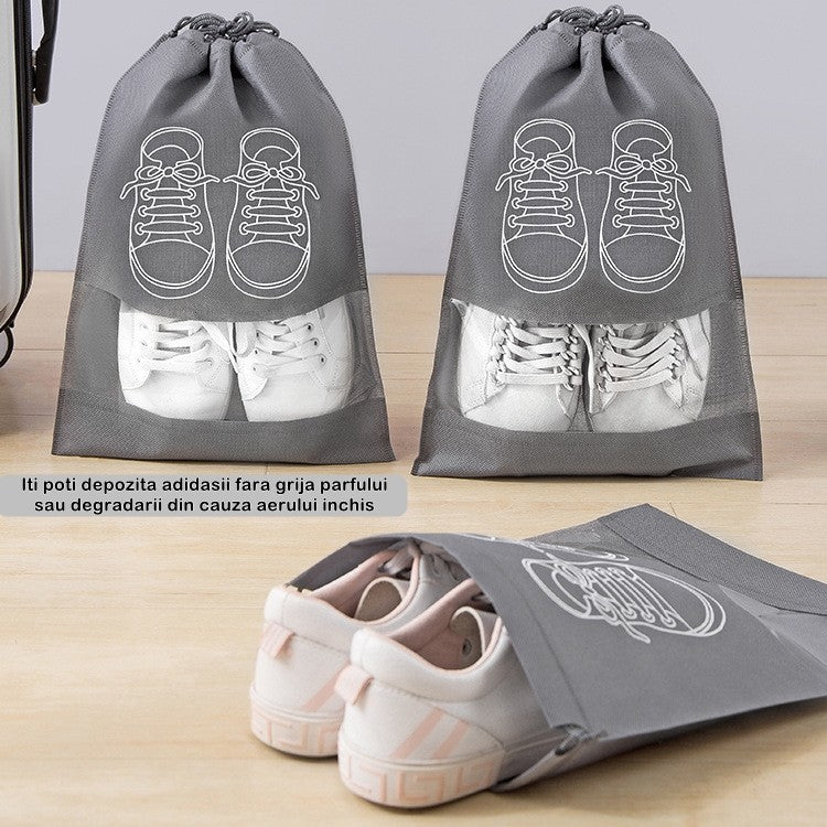 Sac Depozitare Incaltaminte, Pentru Voiaj Sau Depozitare, Rezistent La Praf, Compatibil Cu Masina De Spalat, 27 X 36 Cm, Gri Deschis - vivimall.ro