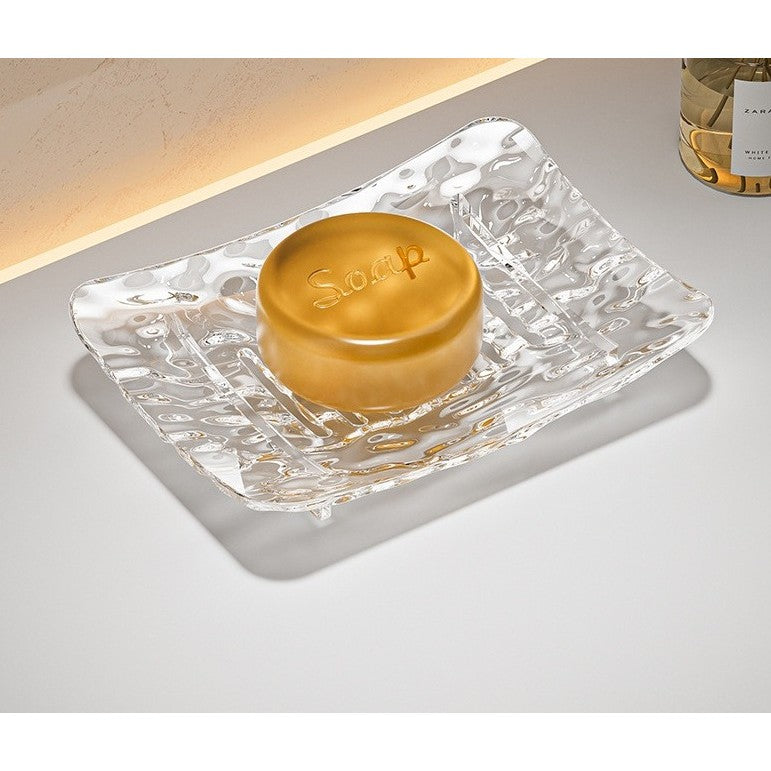 Savoniera din Plastic Vivimall, 15 x 9 cm, cu Scurgere Apa, Design Modern, Transparent - vivimall.ro