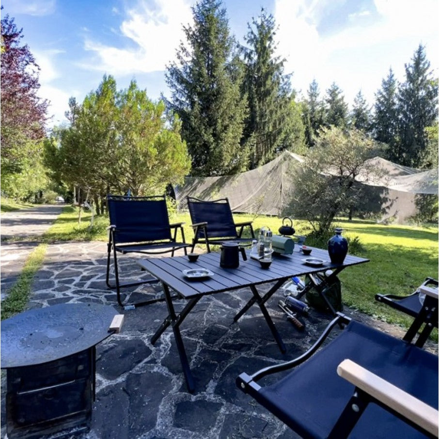 Scaun camping, Aluminiu, Pliabila, Vivimall, 52 x 53 x 80 cm, Negru - vivimall.ro