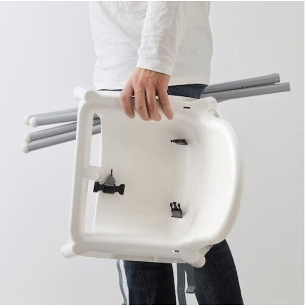 Scaun de Masa, Vivimall, pentru Bebelusi si Copii 6-36 Luni, din Plastic/Metal, Centura in 2 Puncte, Tava Detasabila, 63 x 57 x 85 cm, Alb - vivimall.ro