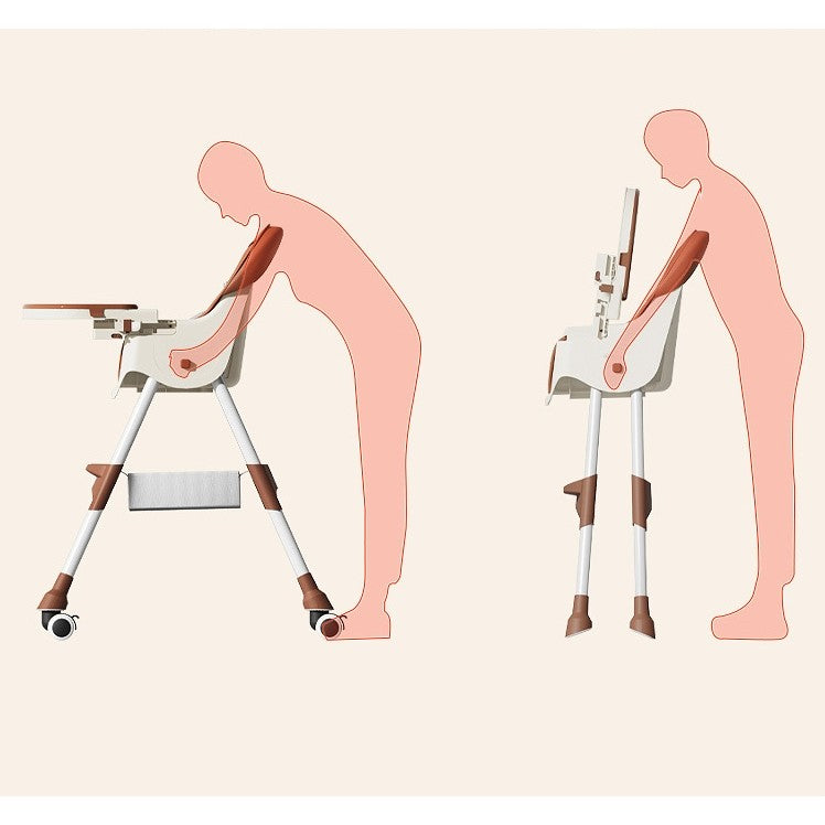 Scaun de masa pentru bebelusi si copii Vivimall, cu roti, telescopic, pliabil, masuta reglabila, suport picioare, scaun invelis piele artificiala, centura siguranta, spatiu depozitare, 97 x 73 x 65 cm, roz - vivimall.ro