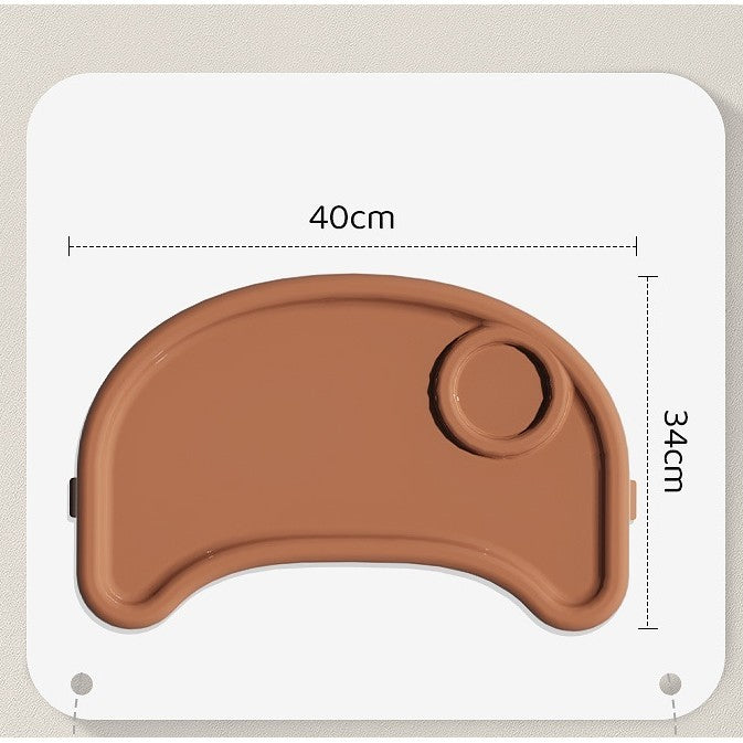 Scaun de Masa pentru Bebelusi si Copii, Vivimall, cu Roti, Telescopic, Pliabil, Masuta Reglabila, Suport Picioare, Scaun cu Invelis Piele Artificiala, Centura Siguranta, Spatiu Depozitare, 97x73x65 cm, Maro - vivimall.ro