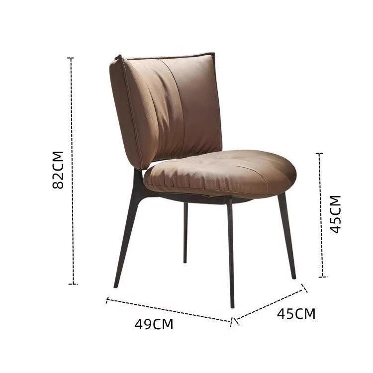 Scaun de Sufragerie, Flippy, Stil Italian, Schelet Metalic, Exterior din Piele, 45 x 49 x 82 cm, Maro - vivimall.ro