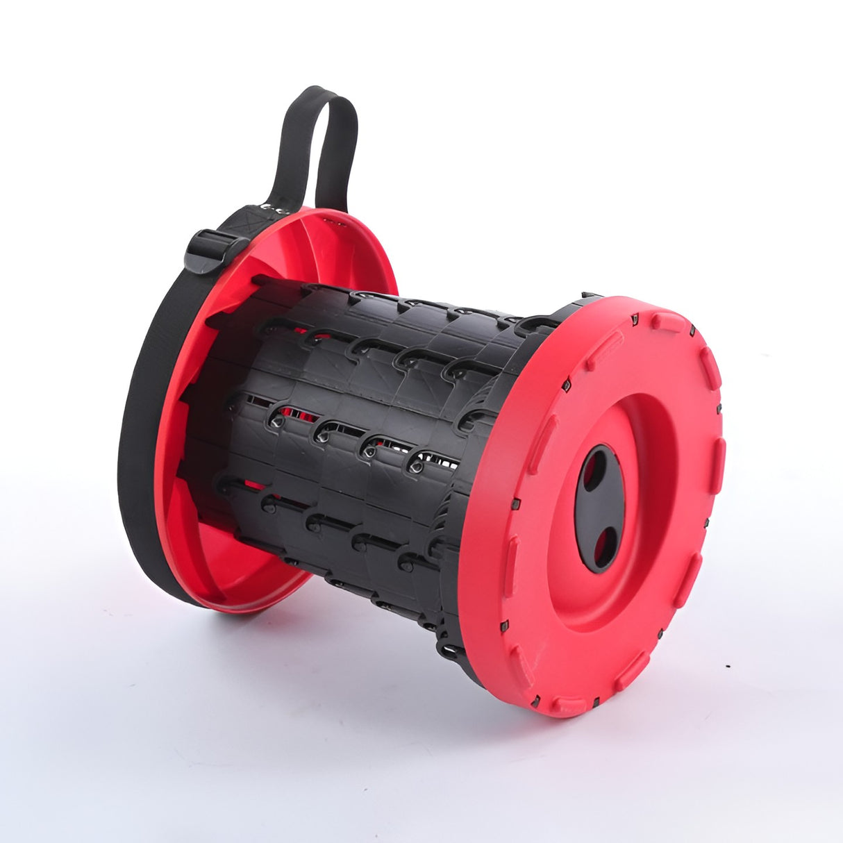 Scaun Telescopic Pliabil pentru Camping si Pescuit, Vivimall, Portabil, Universal, Sustine 150 kg, ABS, Diametru 25 cm, Extensibil, Inaltime 45 cm, Rosu-Negru - vivimall.ro