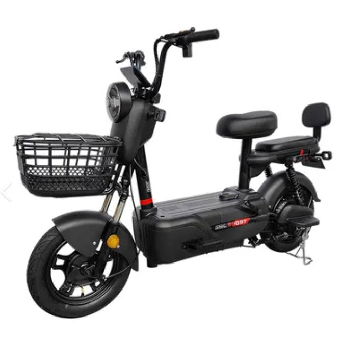 Scuter electric 48V 500W negru, model KG, vedere laterală completă, autonomie 60-80 km