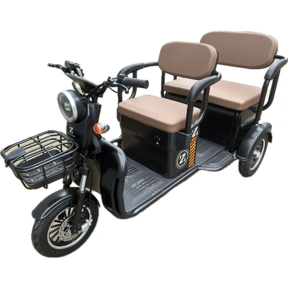 Triciclu Electric V6, Saige, Fara Permis, cu Doua Locuri, Motor 1800W, Baterie 72V24Ah, Autonomie 60km, 220x88x105 cm, Viteza Maxima 25km/h, Negru OldStyle - vivimall.ro