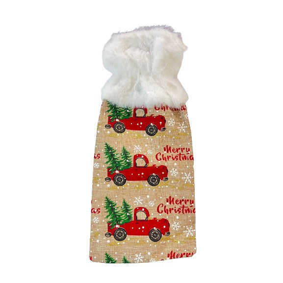 Decoratiune sac de sticla de vin, 13 x 29 cm, tematica Craciun, Multicolor - vivimall.ro