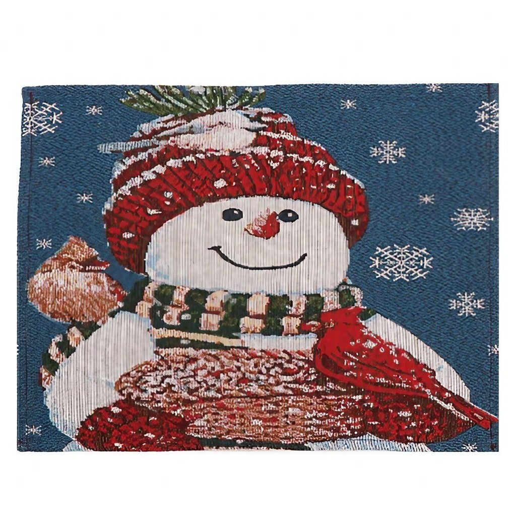 Servet de Masa, Vivimall, Model Om de Zapada si Ninsoare, Tematica Craciun, Prosop pentru Masa, Bumbac si Fibre Sintetice, 43x33 cm, Albastru - vivimall.ro