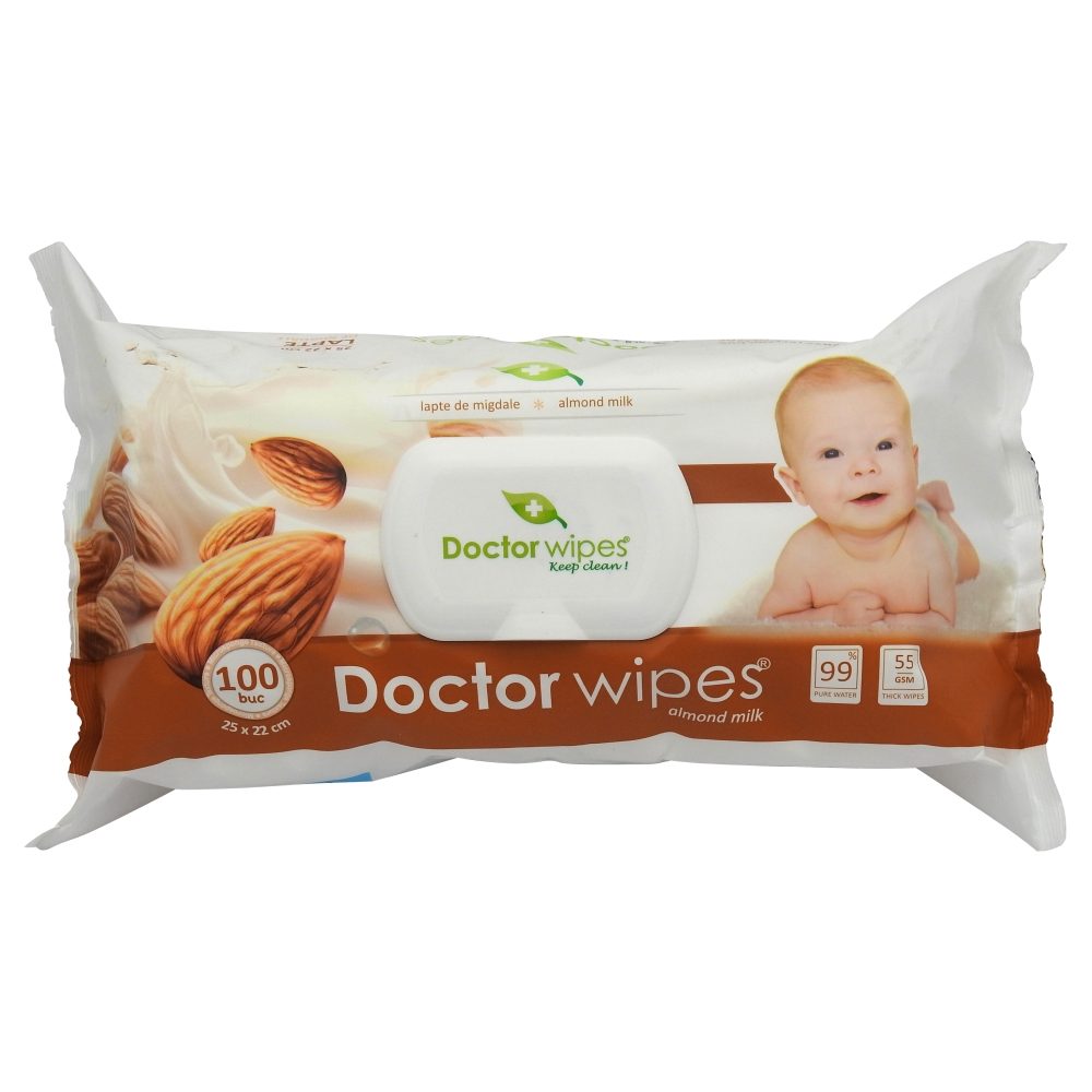Nedves törlőkendő, Doctor, Jumbo 100 db, Mandulatej