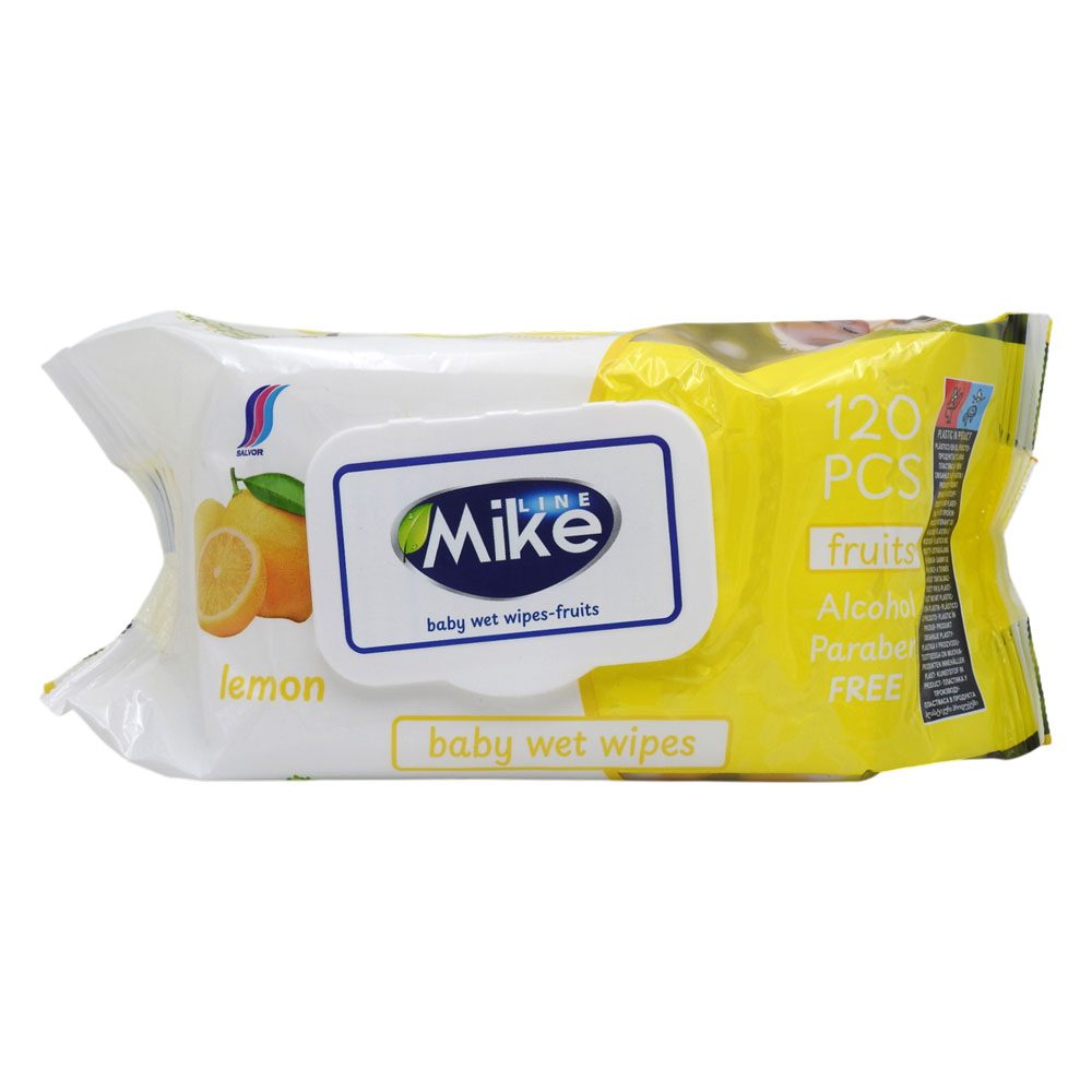Nedves törlőkendő, Mike Line, 120 db, friss citrom