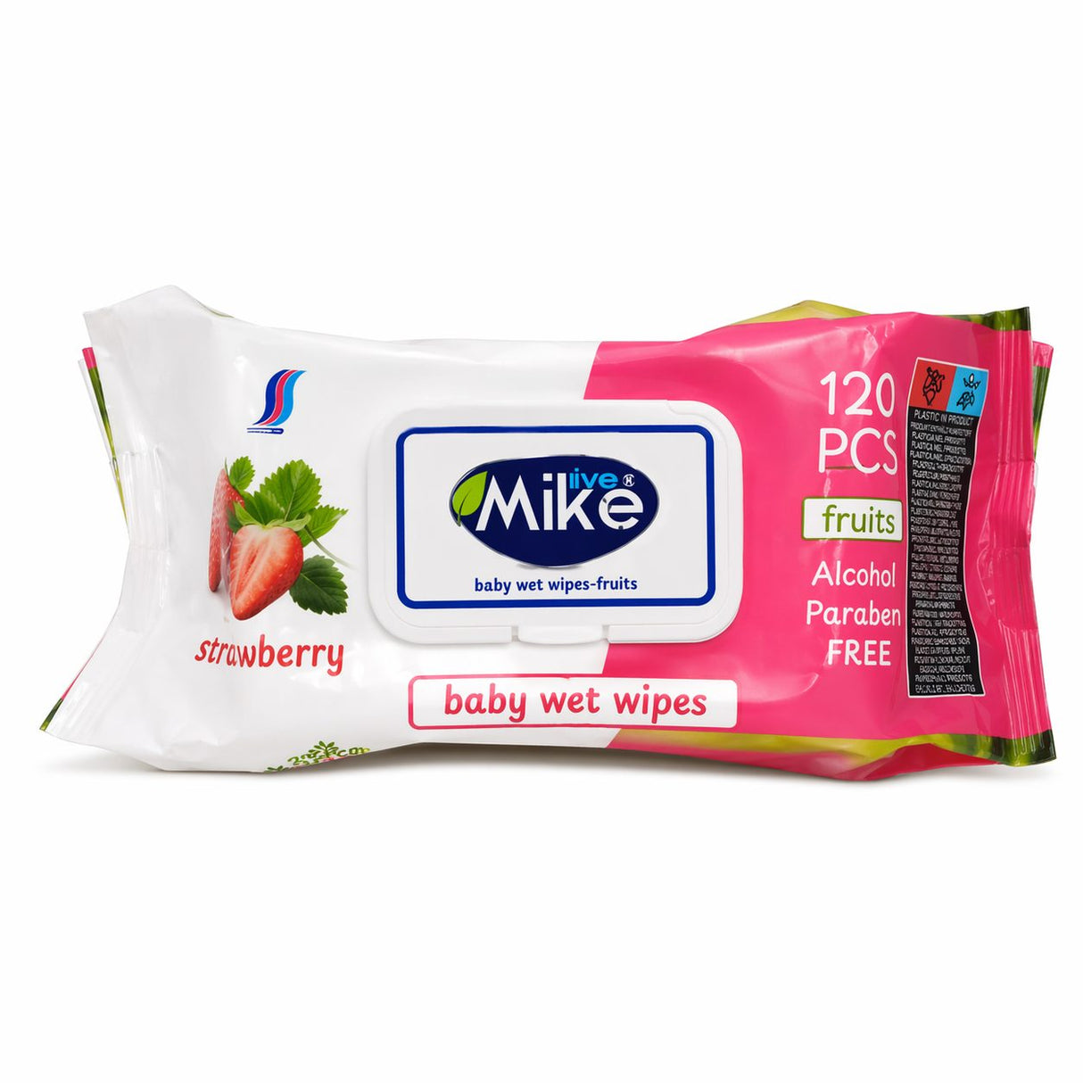 Șervețele umede Mike Line Fresh Strawberry, pachet 120 bucăți cu bicarbonat natural și aromă de căpșuni