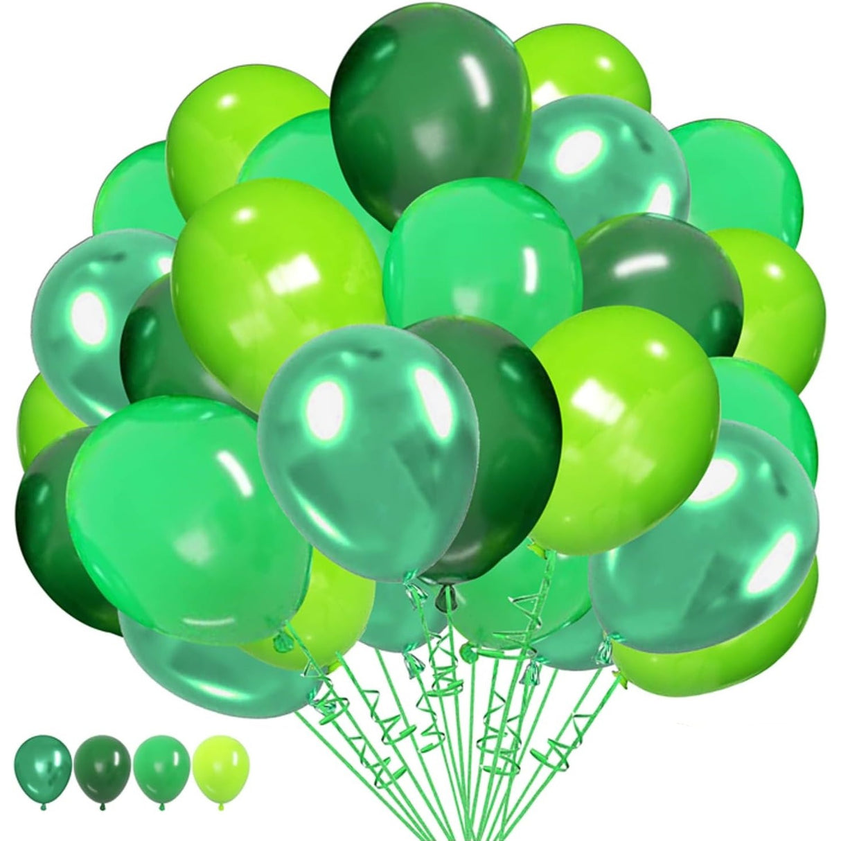 Set 10 Baloane din Latex Chrome, Vivimall, Model Party, 23 cm, Diferite Nuante Verde, 2.2 g - vivimall.ro