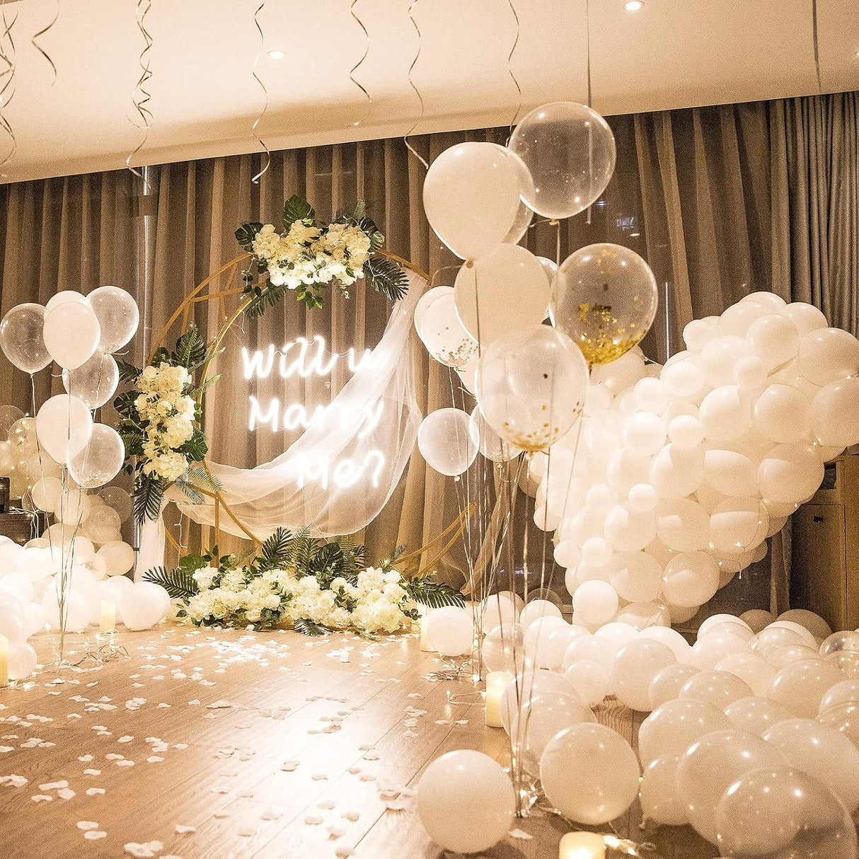 Set 10 Baloane din Latex, Vivimall, Model Party, 13 cm, Albe, 2.2 g - vivimall.ro