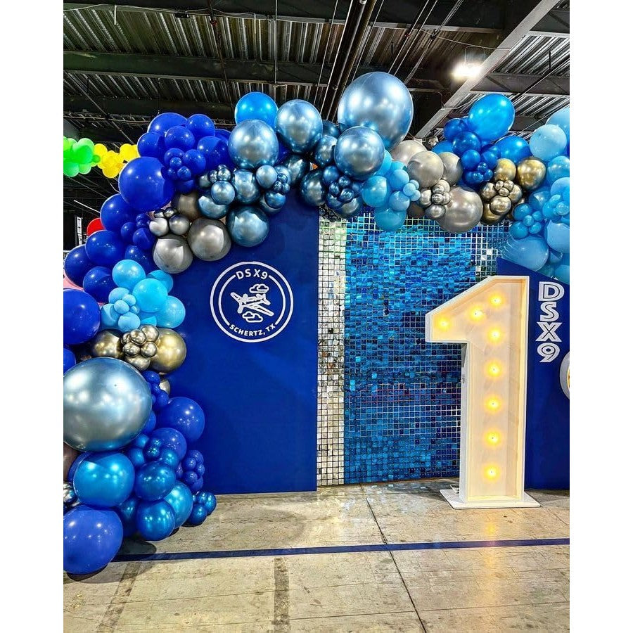 Set 10 Baloane din Latex, Vivimall, Model Party, Albastru Diferite Nuante, 30 cm, 2.8 g - vivimall.ro