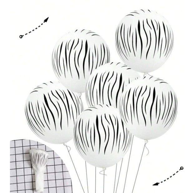 Set 10 Baloane din Latex, Vivimall, Model Party Animal Print, 3x Portocaliu, 3x Galben, 4x Alb, 23 cm, 1.4g - vivimall.ro