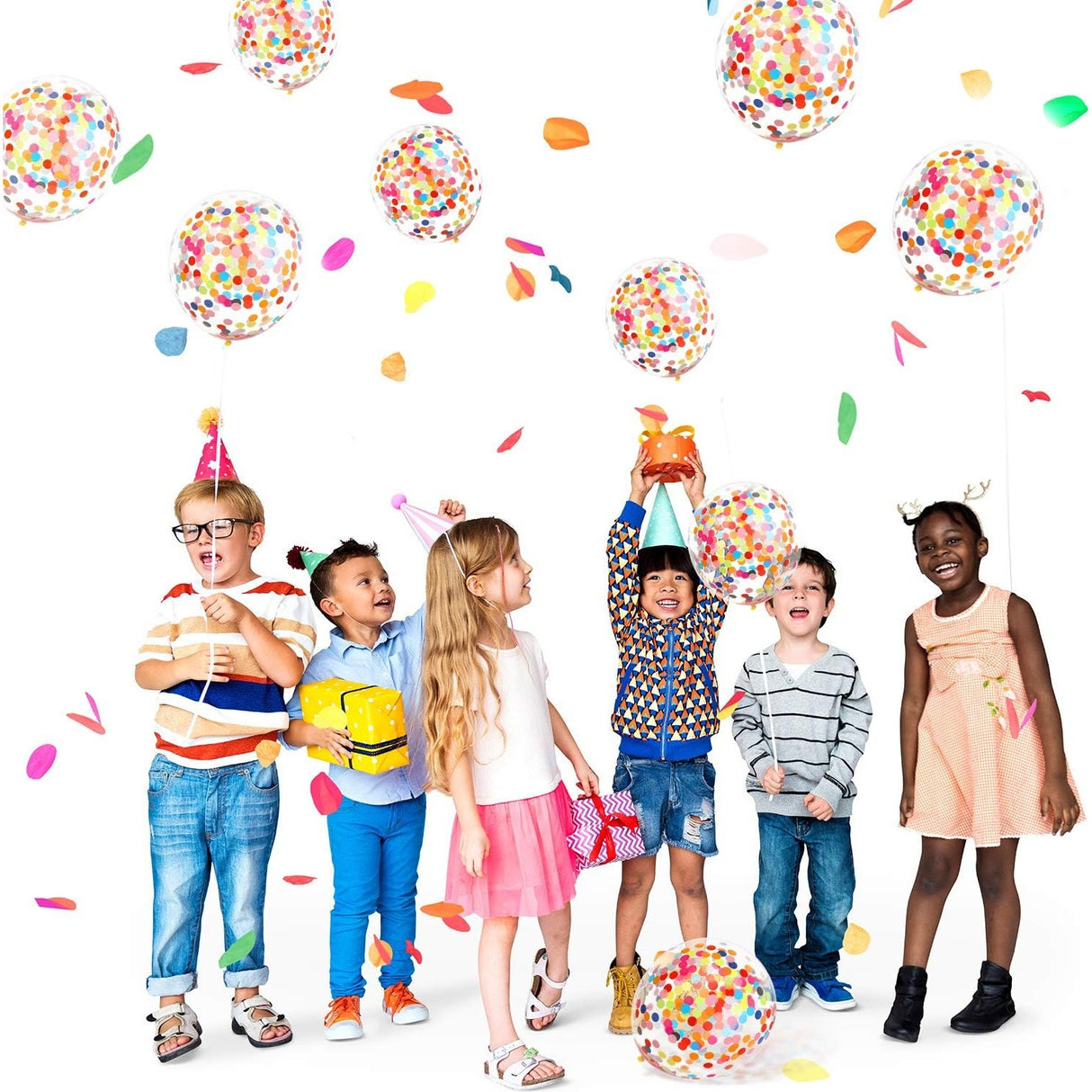 Set 10 Baloane din Latex, Vivimall, Model Party Confetti, 30 cm, Multicolore, 2.8 g - vivimall.ro