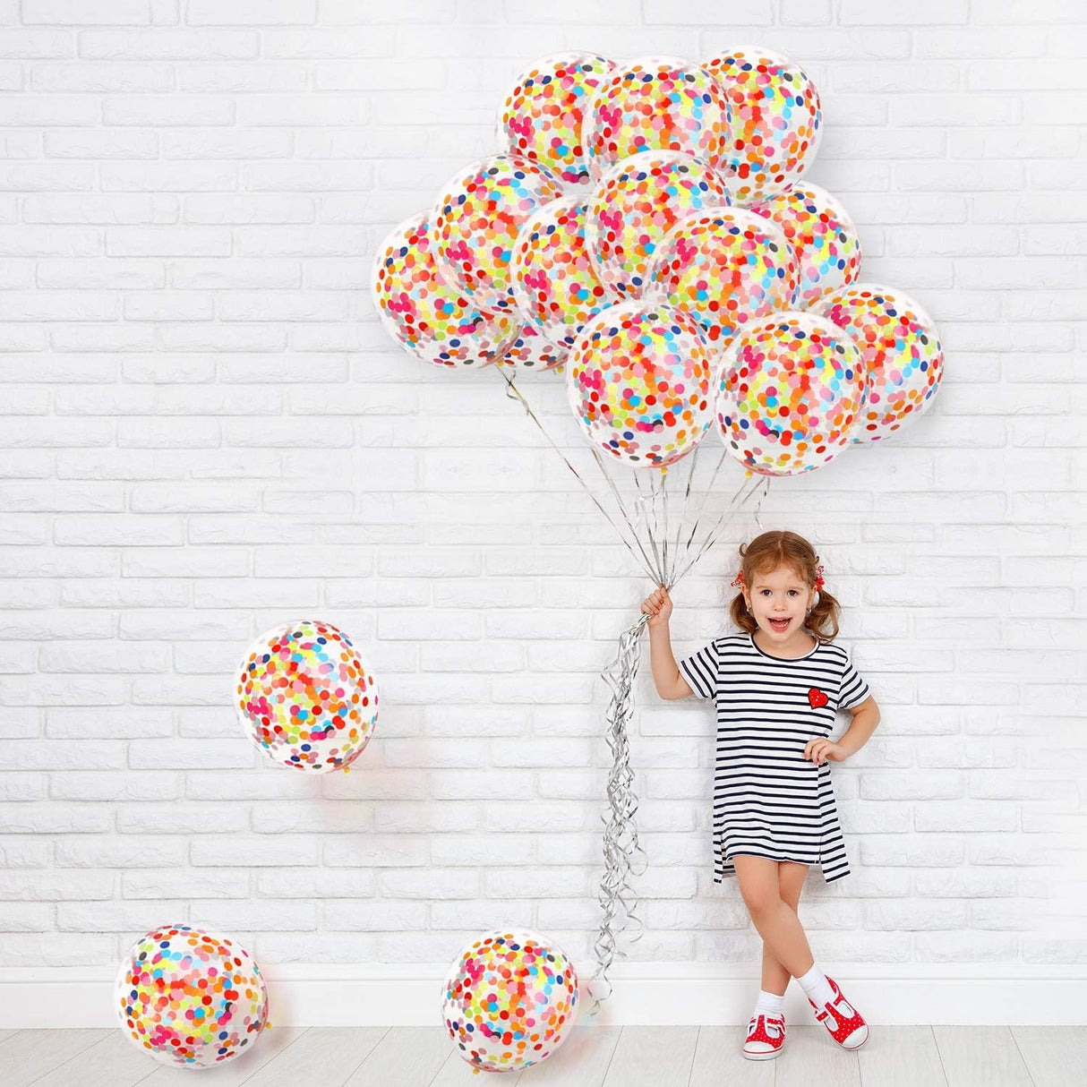 Set 10 Baloane din Latex, Vivimall, Model Party Confetti, 30 cm, Multicolore, 2.8 g - vivimall.ro