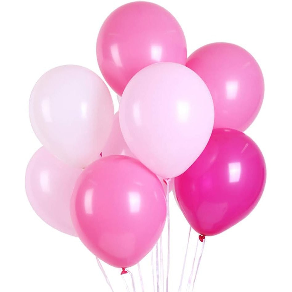 Set 10 Baloane din Latex Metalizate, Vivimall, Model Party, 23 cm, Alb si Roz, 2.2 g - vivimall.ro