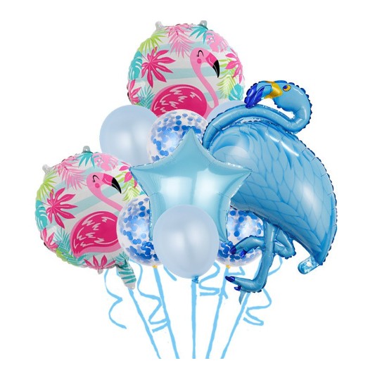 Születésnapi Parti Lufi Készlet, Alumíniumfóliából és Latexből Készlet, 10 Flamingó Parti Lufi Készlet, 1 Csillag, 5 Latex Lufi, 2 Kerek,