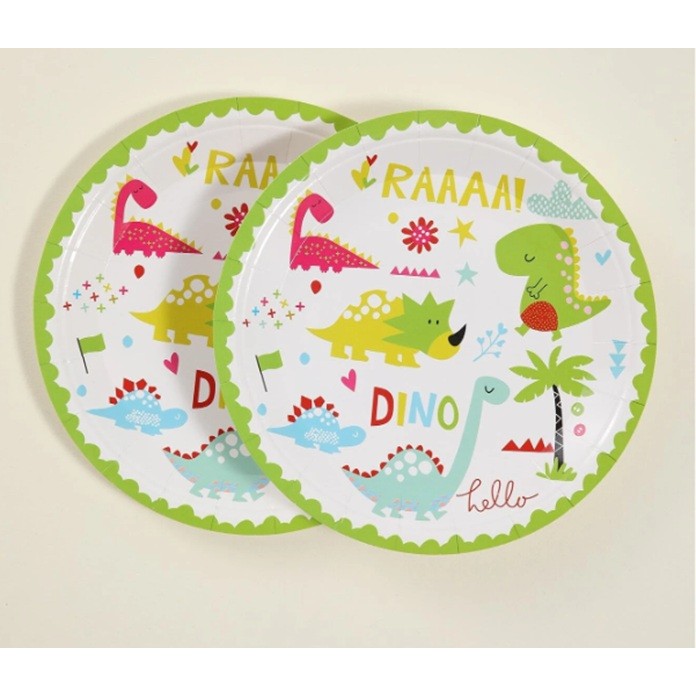 Set 10 Farfurii Petrecere, Vivimall, Colectia Dino Park, 23 cm Diametru, din Carton, Multicolor - vivimall.ro