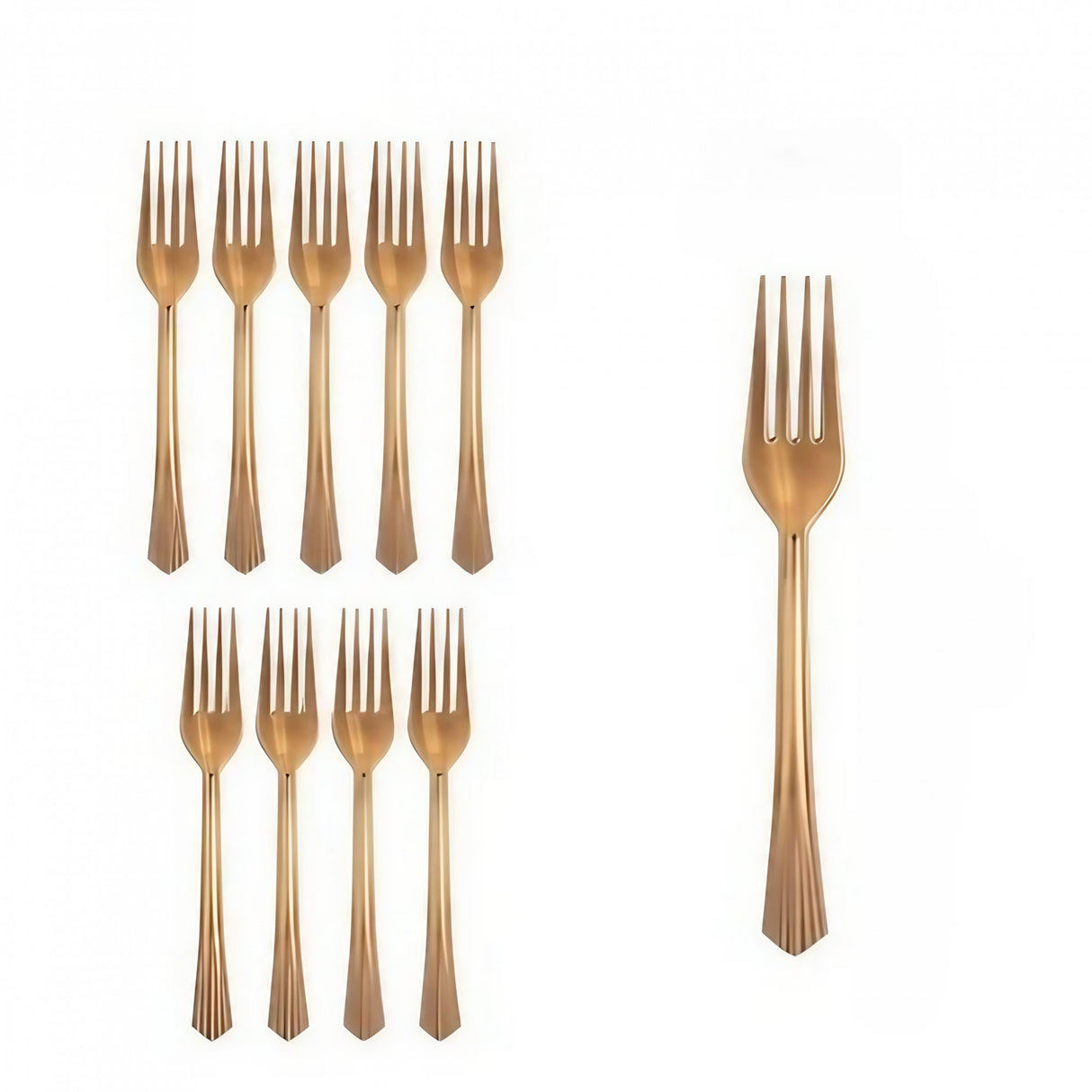 Set 10 Furculite de Unica Folosinta, Vivimall, Plastic, 15.5 x 2.5 cm, Bronz - vivimall.ro