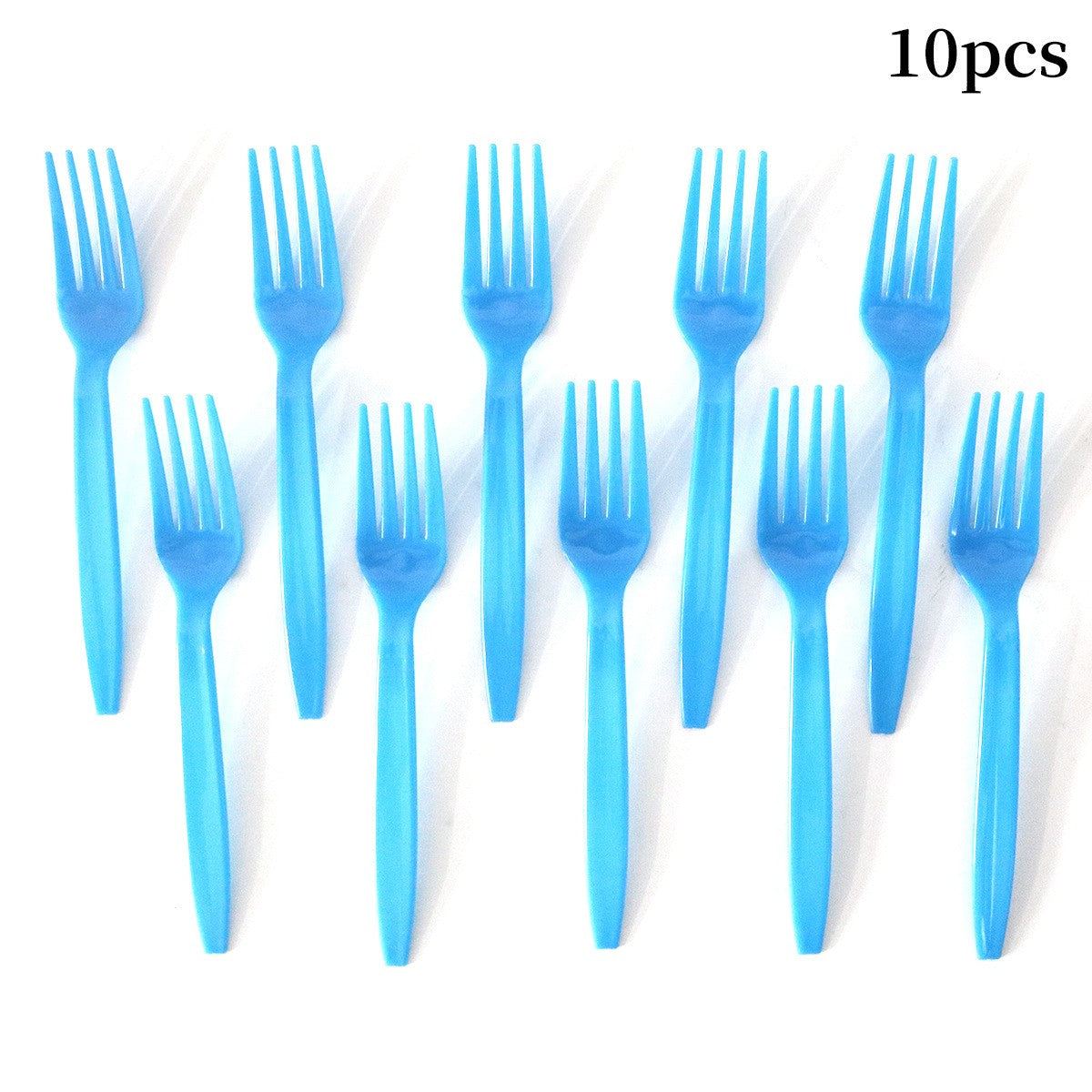 Set 10 Furculite de Unica Folosinta, Vivimall, Plastic, 15.5 x 2.5 cm, Albastru - vivimall.ro