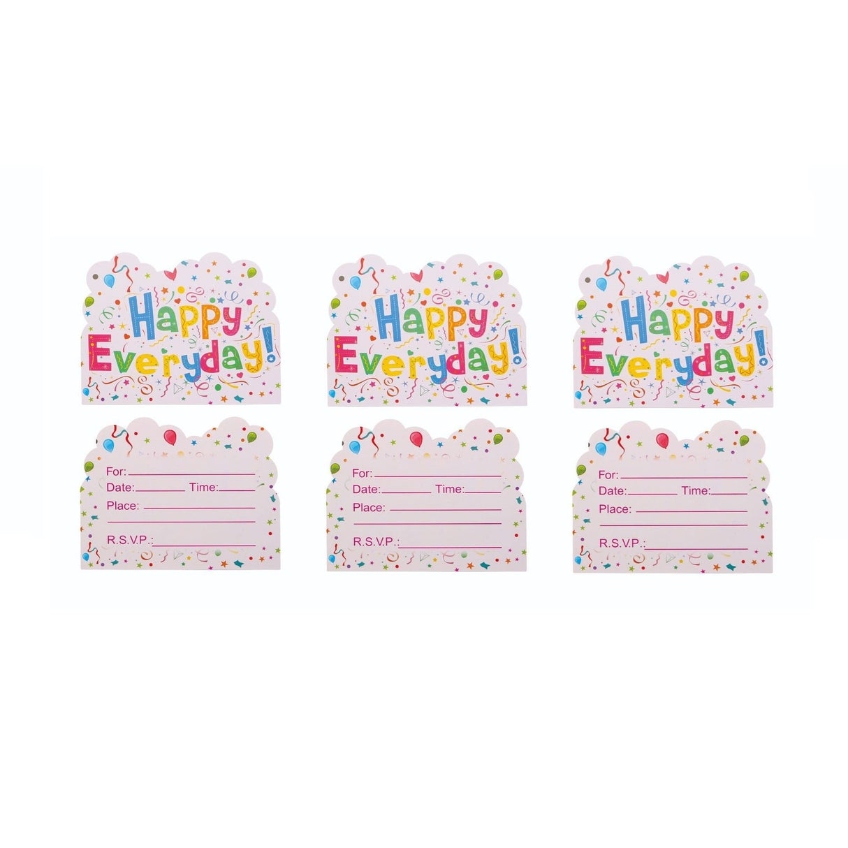 Set 10 Invitatii pentru Petrecere, Vivimall, Model Happy Everyday, 17 x 12 cm, Multicolor - vivimall.ro