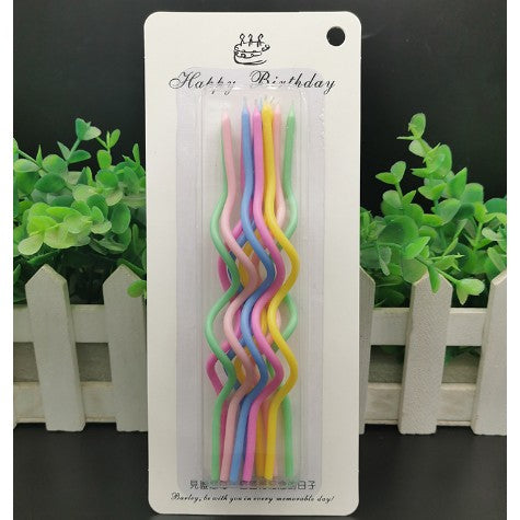 Set 10 Lumanari de Tort, Vivimall, Model Spiralat, 17 x 0.34 cm, din Ceara, Multicolor - vivimall.ro