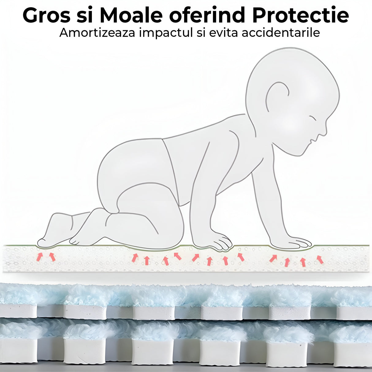 Set 10 Piese Covor tip Puzzle, Vivimall, Spuma EVA, Pufos, 30 x 30 x 1 cm, Crem - vivimall.ro