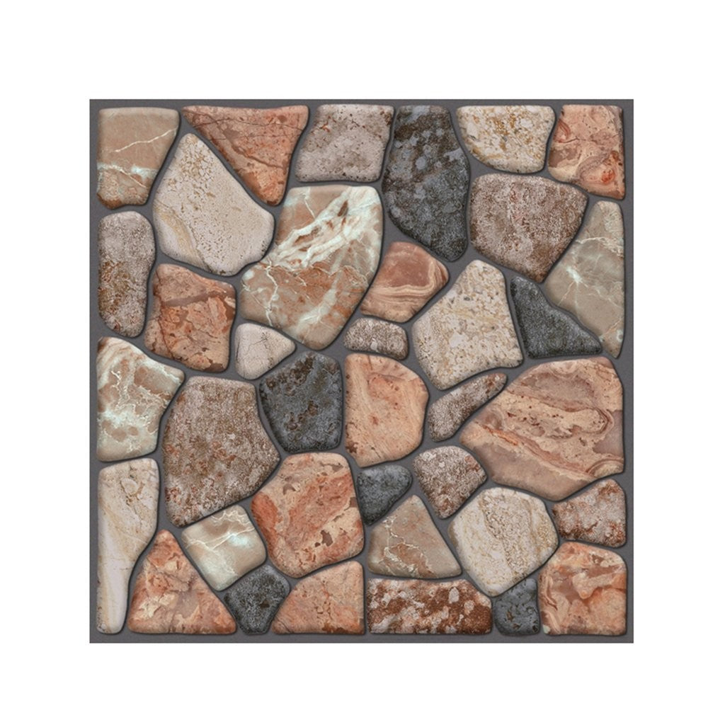 Set 10 Placi Tapet 3D, Vivimall, 30 x 30 cm, din PVC, Tip Piatra, Suprafata acoperita 0.9 mp, Autoadeziv, Caramiziu - vivimall.ro