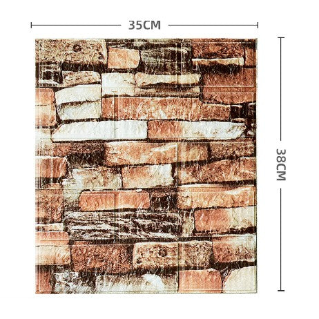 Set 10 Placi Tapet 3D, Vivimall, 35 x 38 cm, Grosime 3 mm, din Polietilena, Model Caramida, Suprafata acoperita 1.33 mp, Piatra Maro - vivimall.ro