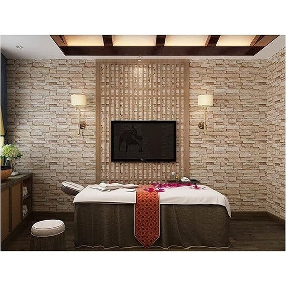 Set 10 Placi Tapet 3D, Vivimall, 35 x 38 cm, Grosime 3 mm, din Polietilena, Model Caramida, Suprafata acoperita 1.33 mp, Piatra Maro - vivimall.ro