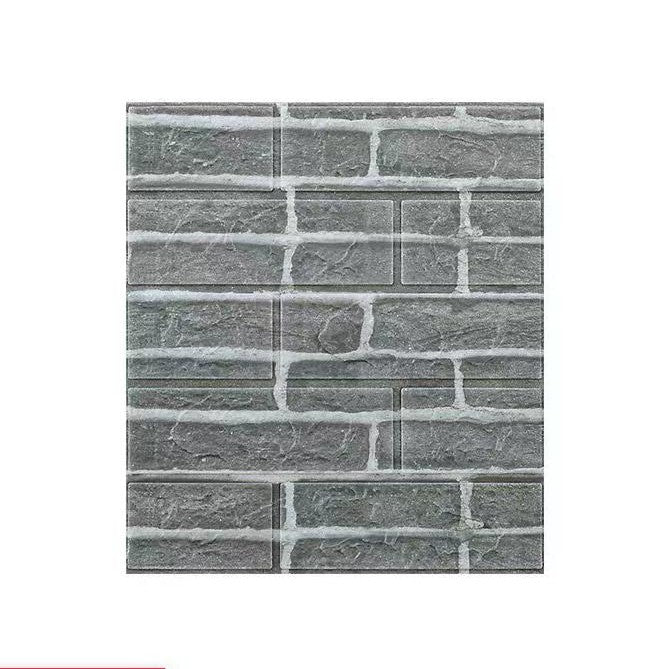 Set 10 Placi Tapet 3D, Vivimall, 35 x 38 cm, Grosime 3 mm, din Polietilena, Model Caramida, Suprafata acoperita 1.33 mp, Gri - vivimall.ro