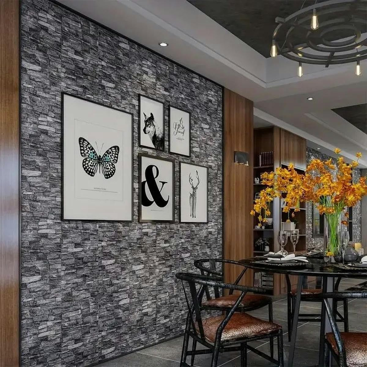 Set 10 Placi Tapet 3D, Vivimall, 35 x 38 cm, Grosime 3 mm, din Polietilena, Model Caramida, Suprafata acoperita 1.33 mp, Gri - vivimall.ro