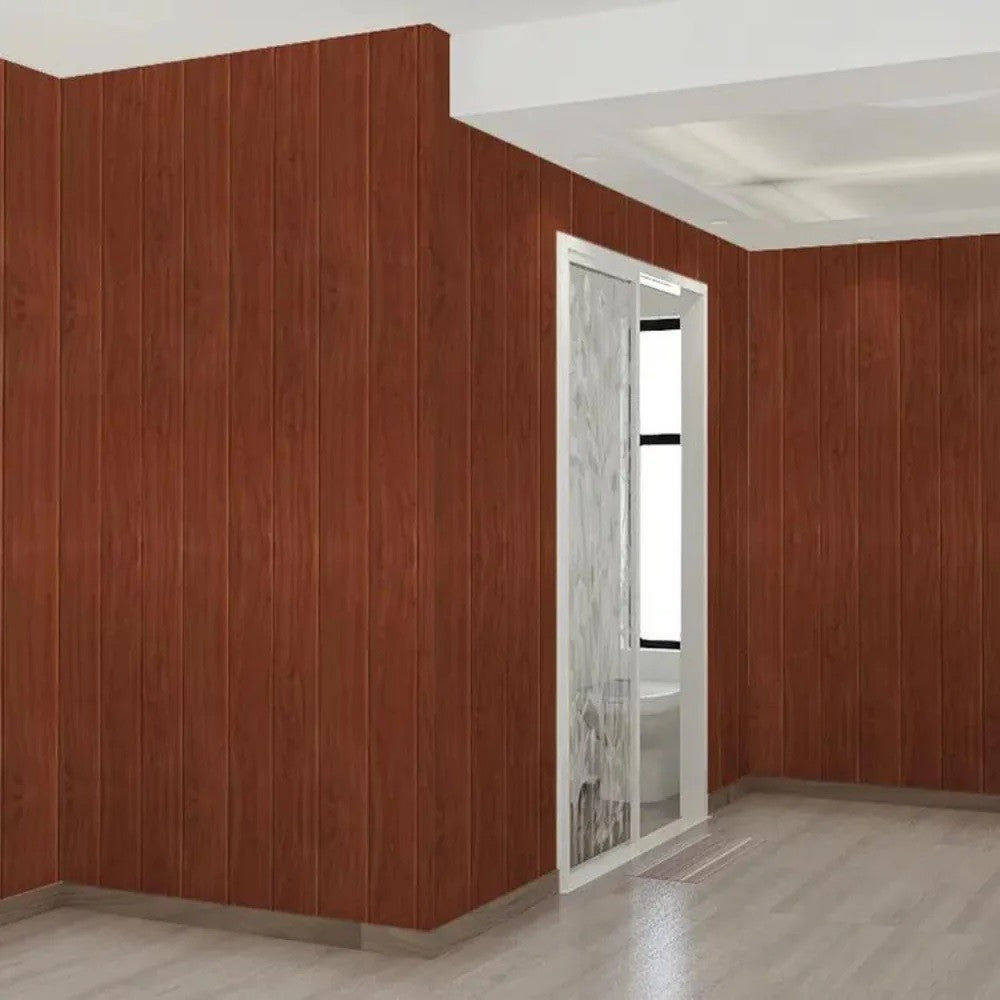 Set 10 Placi Tapet 3D, Vivimall, 70 x 70 cm, Grosime 3 mm, din Rasina, Tip Placi de Lemn, Suprafata Acoperita 4.9 mp, Caramiziu - vivimall.ro